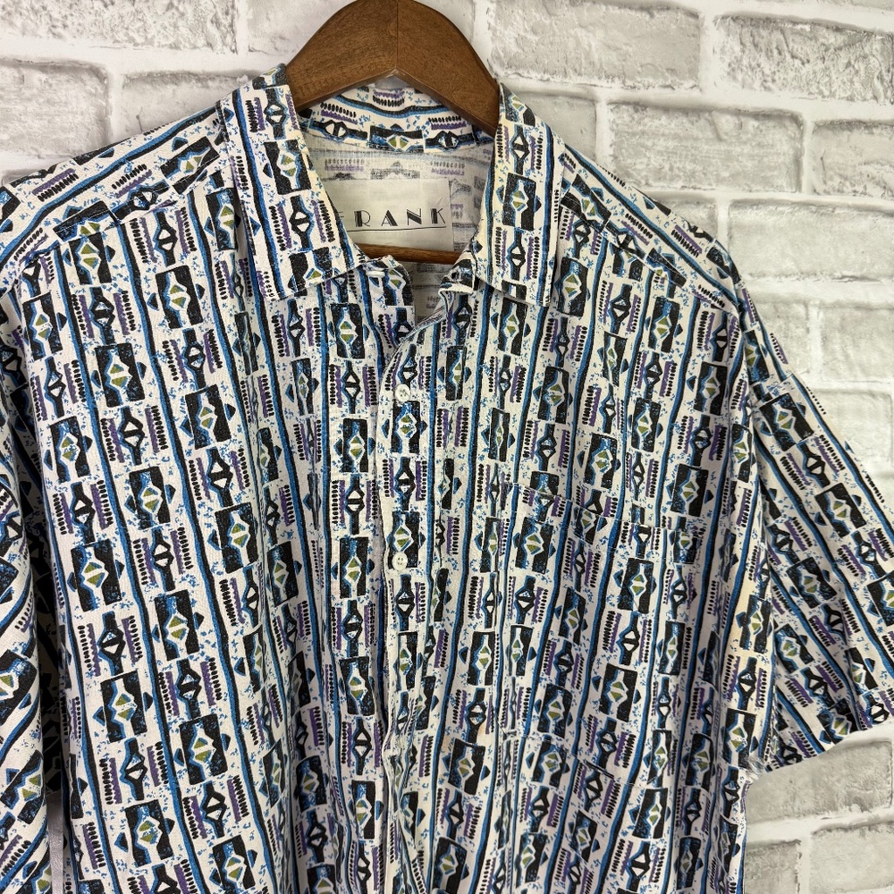 Vintage FRANK 90s Blue & Purple Southwestern Print Button Up Shirt Mens XL